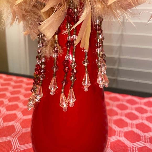 Feathers and Beading Wine bottle adornment - Picture 9 of 16